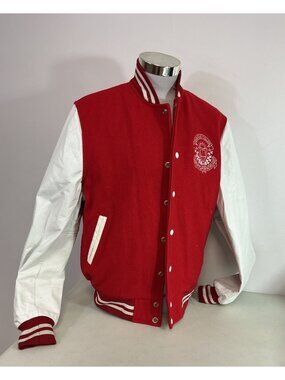 Vintage Varsity Letterman Wool Bomber Jacket Retro Athletic Preppy Mens Large